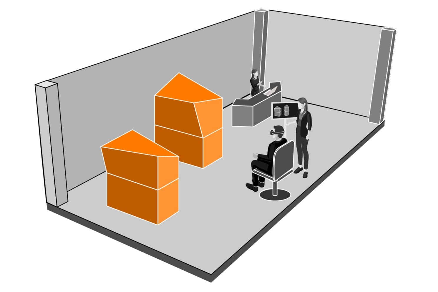 Messestand mit einem Vorgespräch