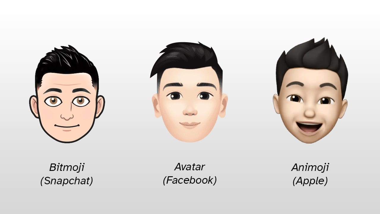 Avatare von Snapchat, Facebook und Apple